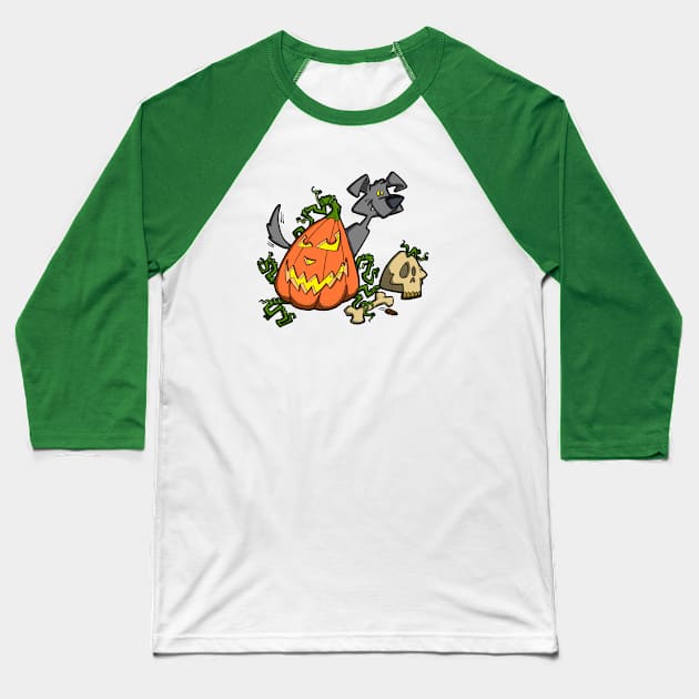 Pumpkin Pup Baseball T-Shirt by RichCameron